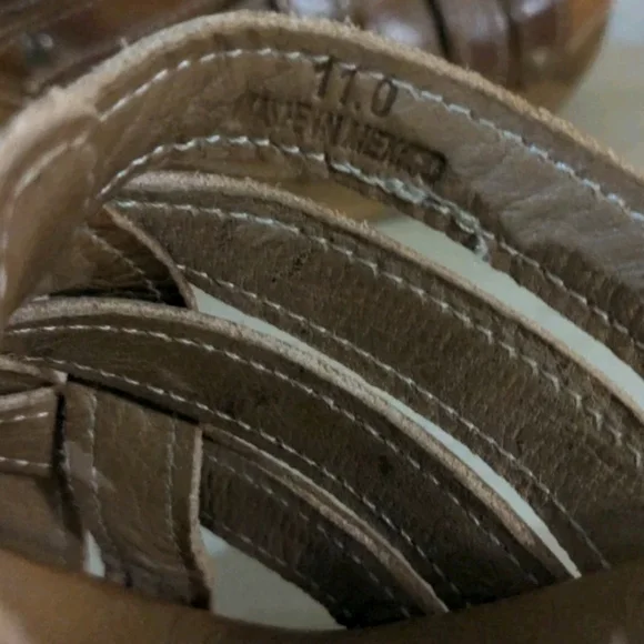 SOLD Bed Stu Gina Tan Rustic Genuine Leather Slides Heels Sandals Platforms 11 - Picture 9 of 9